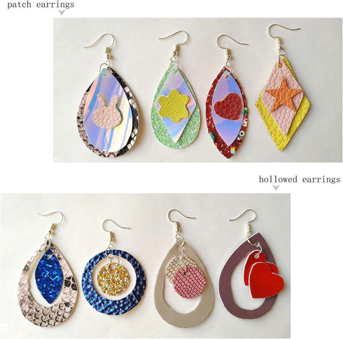 Reusable Earrings Making Template, Plastic Cutting Stencil for DIY Jewelry Making, Can Make Plenty of Faux Leather Earrings, Contains 2 Pcs faux l...