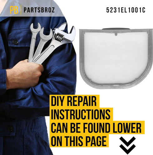 LG Dryer Lint Filter 5231EL1001C Replacement DLE1101W DLEX5170W DLE1001W DLE1501W DLE4970W DLGX5171W DLEY1201V DLE4870W DLGX5171V DLGY1202V DLGY1202W DLEX5680W DLEX5101V DLE5001W DLE4801W DLE7100W
