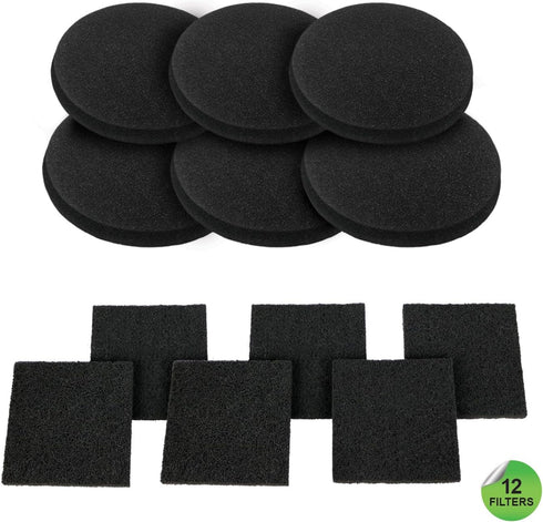 12 Pieces Counter Top Activated Carbon Compost Bin Filters - Extra Thick Indoor Pail Replacement Charcoal Caddy Filters Refill, 0.4" Thickness...