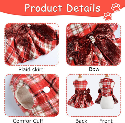 Dog Sweater Dress, Winter Fall Puppy Clothes for Small Dogs Girl, Fleece Small Dog Sweaters for Chihuahua Yorkie Teacup, Dog Sweaters for Small Do...