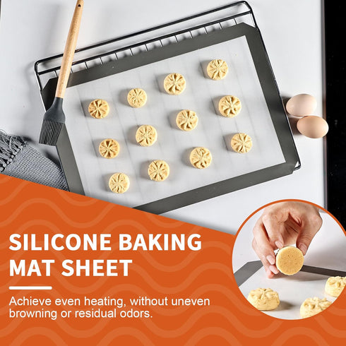 KitchenRaku Silicone Baking Mat, 16.5"x11.6" Non Stick Reusable Silicone Cooking Mat, BPA Free Baking Sheet for Cookies, Macarons Bread & Pastry, ...