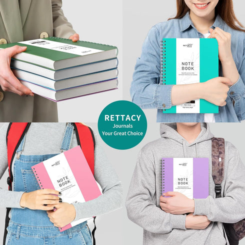 RETTACY Bullet Dotted Journal - A4 Dotted Grid Spiral Notebook with 300 Pages, 100 GSM Premium Acid-Free Paper, Bullet Journaling, Sketching, Twin...