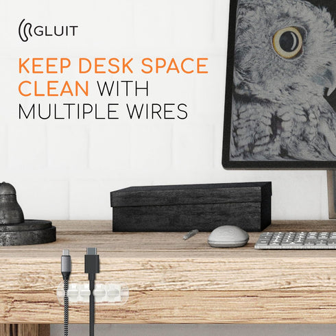 GLUIT Adhesive Desktop Cable Organizer Versatile Cord Holders Wire Clips and Cable Holder Cord Organizer for Desk Table Accessories Office Spaces ...