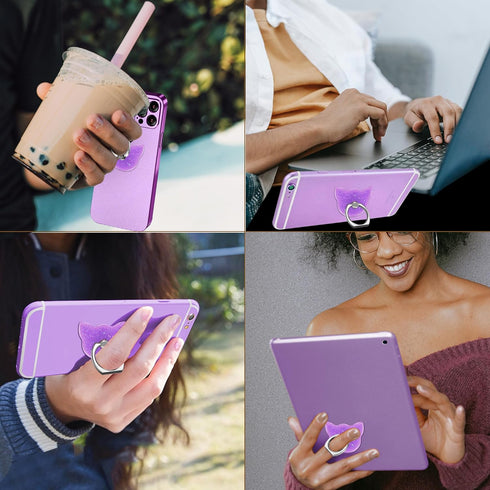 Bling Glitter Phone Grip, Cat Cell Phone Ring Holder Stand Purple for Women Girls, Compatible with Smartphone, Tablet, E-Reader, Etc (PU) (Cat PU)...