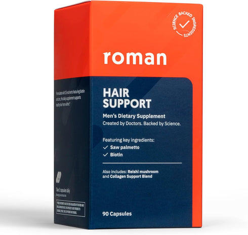 ROMAN Hair Support Supplement for Men | with Saw Palmetto, zinc, and biotin to Help Support and Nourish Hair | 30-Day Supply (90 Capsules)...