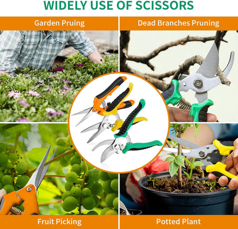 Garden Pruning Shears 3 Pack Gardening Shears Garden Scissors Stainless Steel Garden Shears Pruning Scissors Garden Clippers Pruning Shears for Ga...