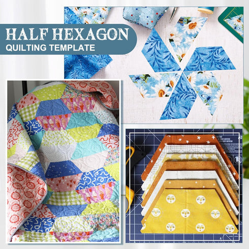 Kigley 8 Pcs Half Hexagon Quilting Rulers Acrylic Quilting Templates for Quilting 1-7 Inch Quilt Template Ruler with 1/4 Inch Seam Allowance Quilt...