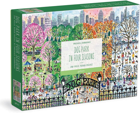 Michael Storrings Dog Park in Four Seasons 250 Piece Wood Puzzle from Galison - Artwork by Bestselling Puzzle Artist Michael Storrings, Thick and ...