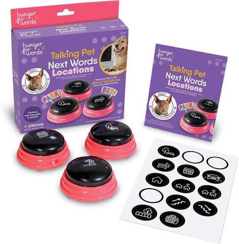Hunger For Words Talking Pet Next Words Locations - 3 Piece Set of Recordable Speech Buttons for Dogs, Dog Buttons for Communication...