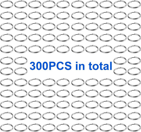 300 PCS 14mm Metal Split Ring Nickel Plated Small Key Chain Ring Part for Connecting Clasps Charms Links and Ornament Crafts, Silver...