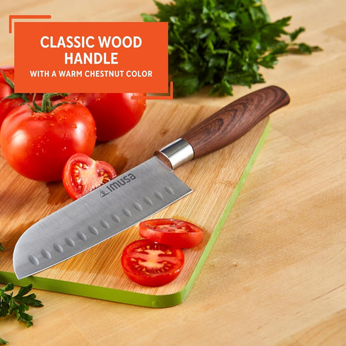 IMUSA 6in Chef WL Stainless Steel Santoku Knife with Wood Look Handle...