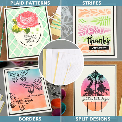 60PCS Masking Strips Stamping Mask Paper Adhesive Stamp Masking Paper for Pre-Cut Masking Strips; Reusable Delicate-Tack Adhesive for Easy Masking...