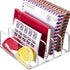 BEYGORM Acrylic Mail Holder, Clear Desk Organizer with Divider, Vertical Letter Sorter for Desktop, 5 Compartments Modern Office Home Envelope Org...