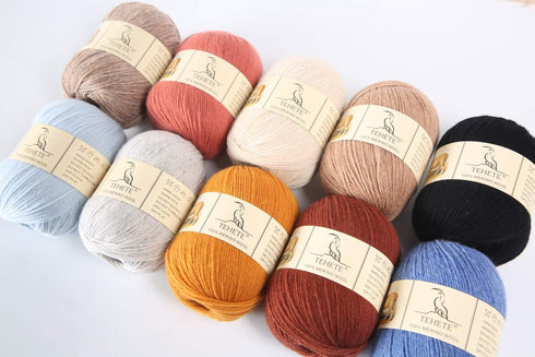TEHETE 100% Merino Wool Yarn for Knitting 3-Ply Luxury Warm Soft Lightweight Crochet Yarn (Star Blue)...