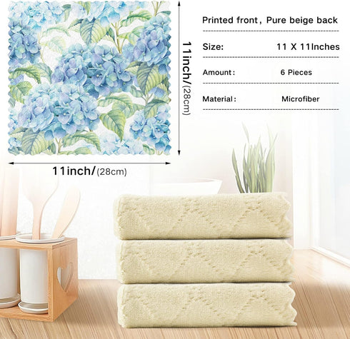 ALAZA Dish Towels Kitchen Cleaning Cloths pring Hydrangea Flowers Watercolor Dish Cloths Super Absorbent Kitchen Towels Lint Free Bar Tea Soft Tow...
