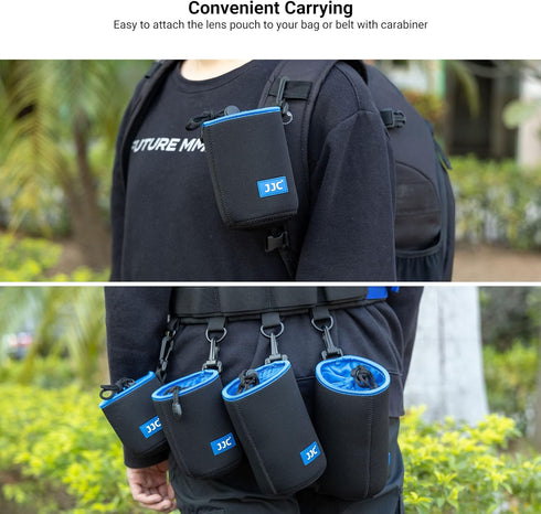 JJC Drawstring Neoprene Camera Lens Pouch Case, Protective Lens Bag for Mirrorless Lenses Up to 3.3 x 5.1 (D X H) for Canon RF 85mm EF-S 18-135mm ...