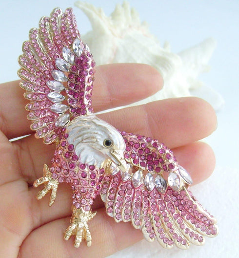 Sindary Unique 3.15" Eagle Brooch Pin Enamel Brooch Rhinestone Crystal Pendant BZ4717...
