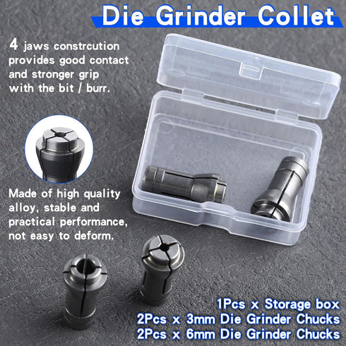SPEEDWOX 4PCS Die Grinder Collet Adapter Chuck Collet Grinding Machine Clamping Collet Adapter Die Grinder Tool Small Grinder Collet Set 1/4 To 1/...
