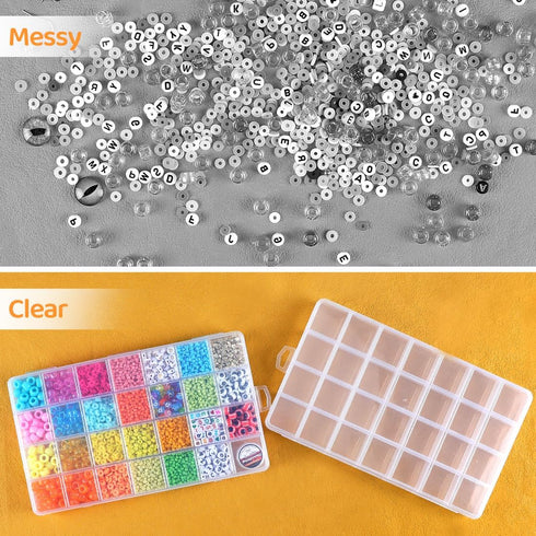 Eppingwin 28 Grids Bead Organizer, Craft Organizers and Storage, Acrylic Organizers, Plastic Bead Organizer Box for Crafts Organizing Storing...