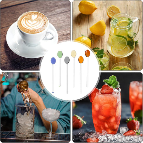 6Pcs Coffee Spoon Glass Tasting Spoon Teaspoon Stirring Spoon for Tea Dessert Cocktail Appetizer Cold Drink...