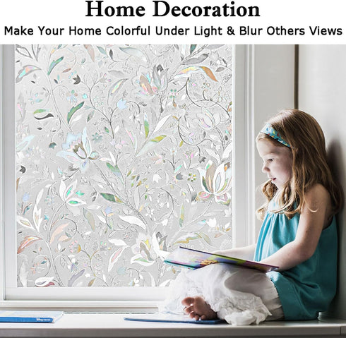 Kromapolis Window Privacy Film, Vinyl Glass Covering, Stained Decorative Film Frosted, Static Window Clings, Non-Adhesive, No-Glue (17.5 x 78.7 in...