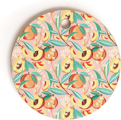Society6 Bamboo Cutting Board- Kitchen Decor by 83 Oranges - Unique Cutting Boards for Kitchen, 11.5" x 11.5" x 0.5", Peach Season...