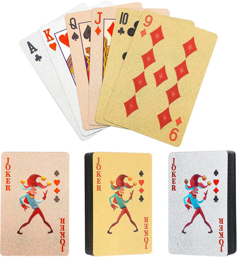 Waterproof Playing Cards with Case?3 Deck of Playing Cards, PET, Plastic Playing Cards Bridge Size for Pool Outdoor Poker Cards Game Party Black P...
