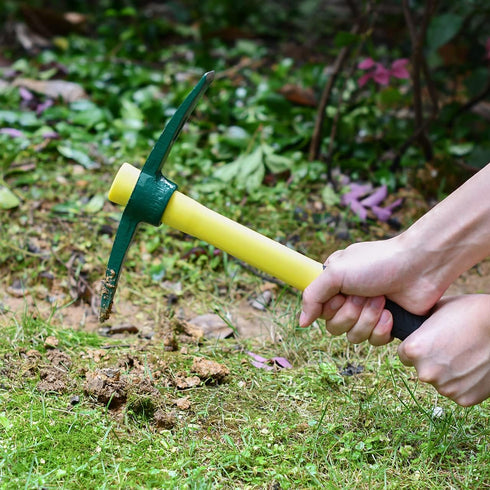 Forged Adze Pick, Weeding Mattock Hoe, Pick Axe 15-Inch, One Piece Intact Drop Forged, Plastic Coated Fiberglass Handle, 1.4LB...