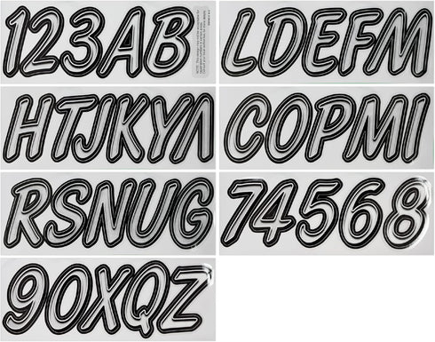 Hardline Products Series 400 Factory Matched 3-Inch Boat & PWC Registration Number Kit, Silver/Black - SIBKG400...