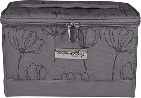 Everything Mary Collapsible Sewing Kit Organizer Box, Grey floral - Supplies Storage Basket for Supplies and Accessories - Organization for Thread...