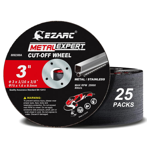 EZARC Cut Off Wheels 25 Pack, 3” x 1/16” x 3/8” Cutting Wheel, Metal & Stainless Steel Cutting Disc for Die Grinder...