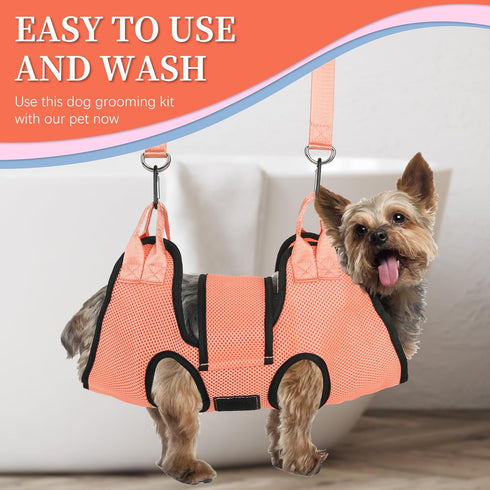 Dog Grooming Hammock, Pet Grooming Hammock for Cats & Dogs with Security Strap, Dog Sling for Nail Trimming with Nail Clippers/Trimmer, Nail File,...