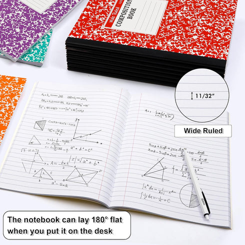 feela Composition Notebook, 8 Pack 8 Pastel Colors Wide Ruled Composition Books Bulk, Marble Cover Notepad Lined Cute Journal Notebooks for School...