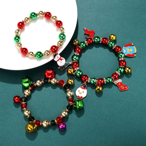 700PCS Christmas Beads Charms for Jewelry Making, Assorted Red Green Beads with Crystal Beads, Spacer Beads, Jingle Bells and Xmas Charms for Brac...