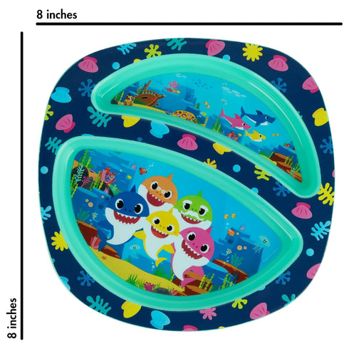 The First Years Baby Shark Dinnerware Set - Toddler Plates and Bowls Set - Includes 1 Toddler Plate, Toddler Bowl, and Toddler Fork and Spoon - 4 ...
