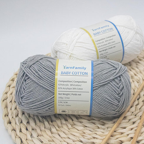 Baby Cotton Yarn, Soft Acrylic Yarn for Baby Knitting Crocheting Projects, 3.5oz?317yd?Grey......