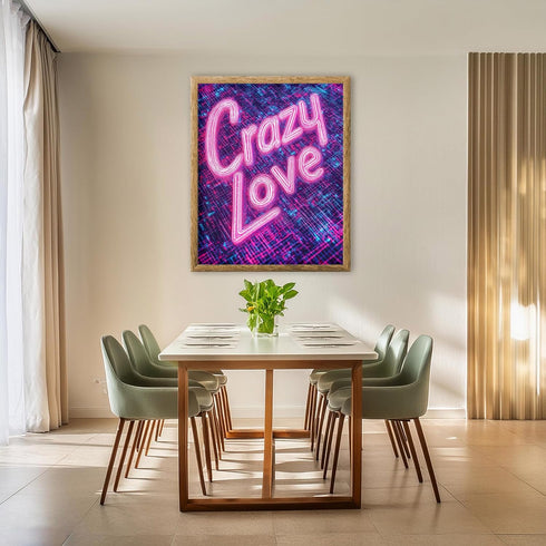 Posterizer 1 pcs-crazy love-neon art-Valentine's inspired poster-Romantic Art-Holiday Poster Collection-Gift for Couples boyfriend girlfriend Husb...