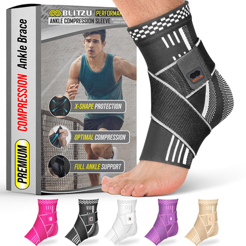 Ankle Brace for Women, Men, Plantar Fasciitis Relief, Achilles Tendonitis Brace for Sprained Foot, Ankle Compression Sleeve with Strap Black S...