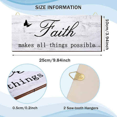 4 Pieces Faith Love Hope Family Wood Sign Farmhouse Wooden Family Sign with Quotes Faith Love Hope Family Home Sign Plaque Rustic Wooden Home Wall...