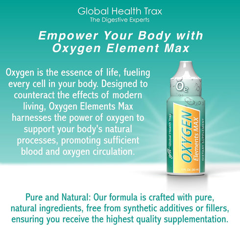 GHT Oxygen Elements Max Liquid Oxygen Drops in 1 Ounce Bottle, Portable Supplement – Bolster Endurance and Stamina, Cleanse Cells...