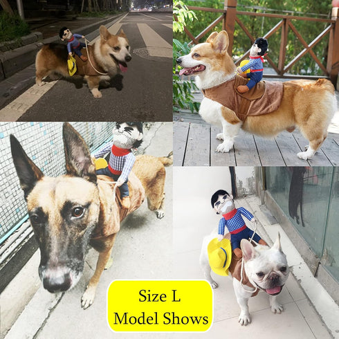 SEIS Pet Riding Costume Novelty Pet Supplies Cowboy Rider Horse Riding Designed Dog Apparel Party Dressing up Clothing Halloween (L)...