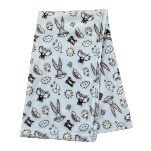 Warner Brothers Looney Tunes Best Buds Pastel Blue, Yellow, and White Bugs Bunny, Tweety, and Sylvester The Cat Super Soft Baby Blanket...