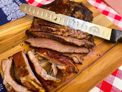 BBQ Smoked Brisket Knife for Meat Carving and Slicing - SS, Granton Edge, 11 Inch Blade...