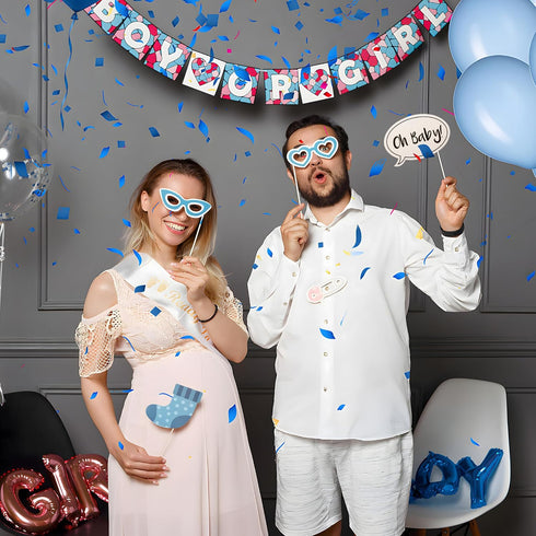LASLU It's A Boy Baby Shower Party Photo Booth Props Kits on Sticks Set of 25pcs...