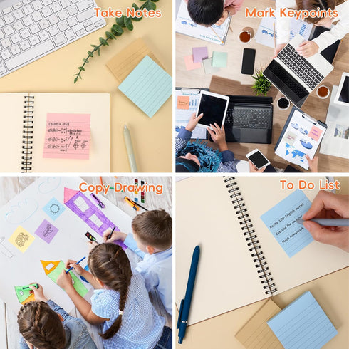 EOOUT 8 Pads Lined Sticky Notes, 3x3 Inches Self-Stick Note Pads, 100 Sheets/Pad, Super Adhesive Memo Pads, Morandi Colors Lined Sticky Notes for ...