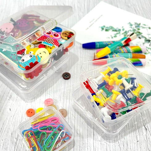 20pcs Small Plastic Storage Boxes Square Clear Containers with Lids Craft Organizers for Small Items, Bead, Jewelry, Office Supplies, 5 Sizes...