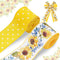 AnyDesign Sunflower Dot Wired Edge Ribbon Yellow White Craft Ribbon Summer Floral Fabric Ribbon for DIY Crafts Wreath Bow Making Wrapping Party De...