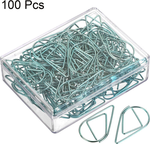 MECCANIXITY Paper Clip Drop-Shaped Cute Decorative Clips Bookmarks with Box 1.3 Inch Blue for Organize Office Home, Pack of 100...