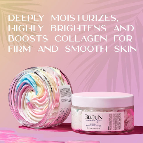BRÜUN Beauty Unicorn fruit Whipped Body Butter – A 4.4 oz Organic Body Moisture Shea Butter Jar for Face and Body Skin Care with Cocoa Butter and ...
