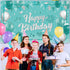 Teal and Silver Birthday Banner - Turquoise Green Party Decorations, Mint Blue Backdrop for Girls Boys Baby Shower, Glitter Party Supplies 71 x 44...